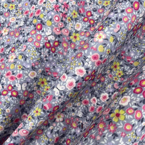 Hilco Baumwollstoff Grey Milli Blumen